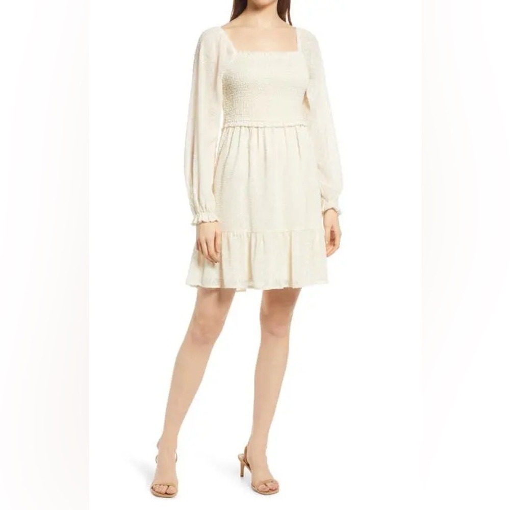 Chelsea 28 Elegant Cream Long Sleeve Dress